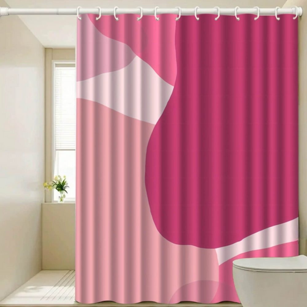 Shower Curtain Bright Pink Abstract Design Waterproof Easy Care 0