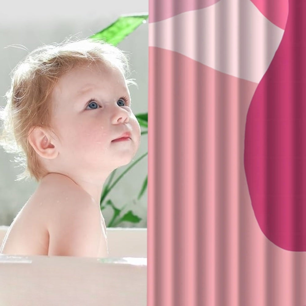 Shower Curtain Bright Pink Abstract Design Waterproof Easy Care 2