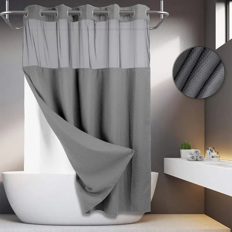 Shower Curtain Double Layer Waterproof Easy Install for Modern Bathrooms 1