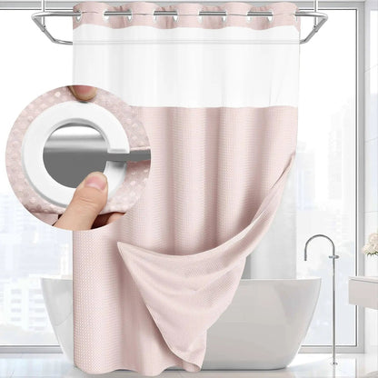 Shower Curtain Double Layer Waterproof Easy Install for Modern Bathrooms 14
