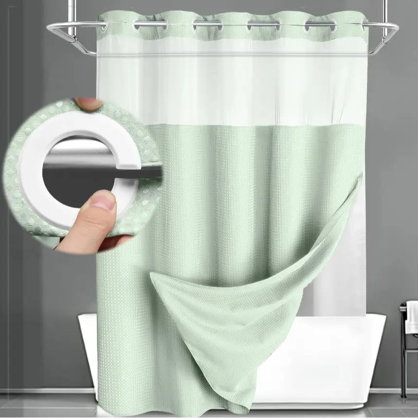 Shower Curtain Double Layer Waterproof Easy Install for Modern Bathrooms 16