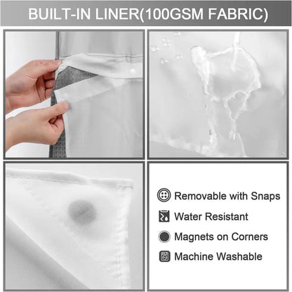 Shower Curtain Double Layer Waterproof Easy Install for Modern Bathrooms 2