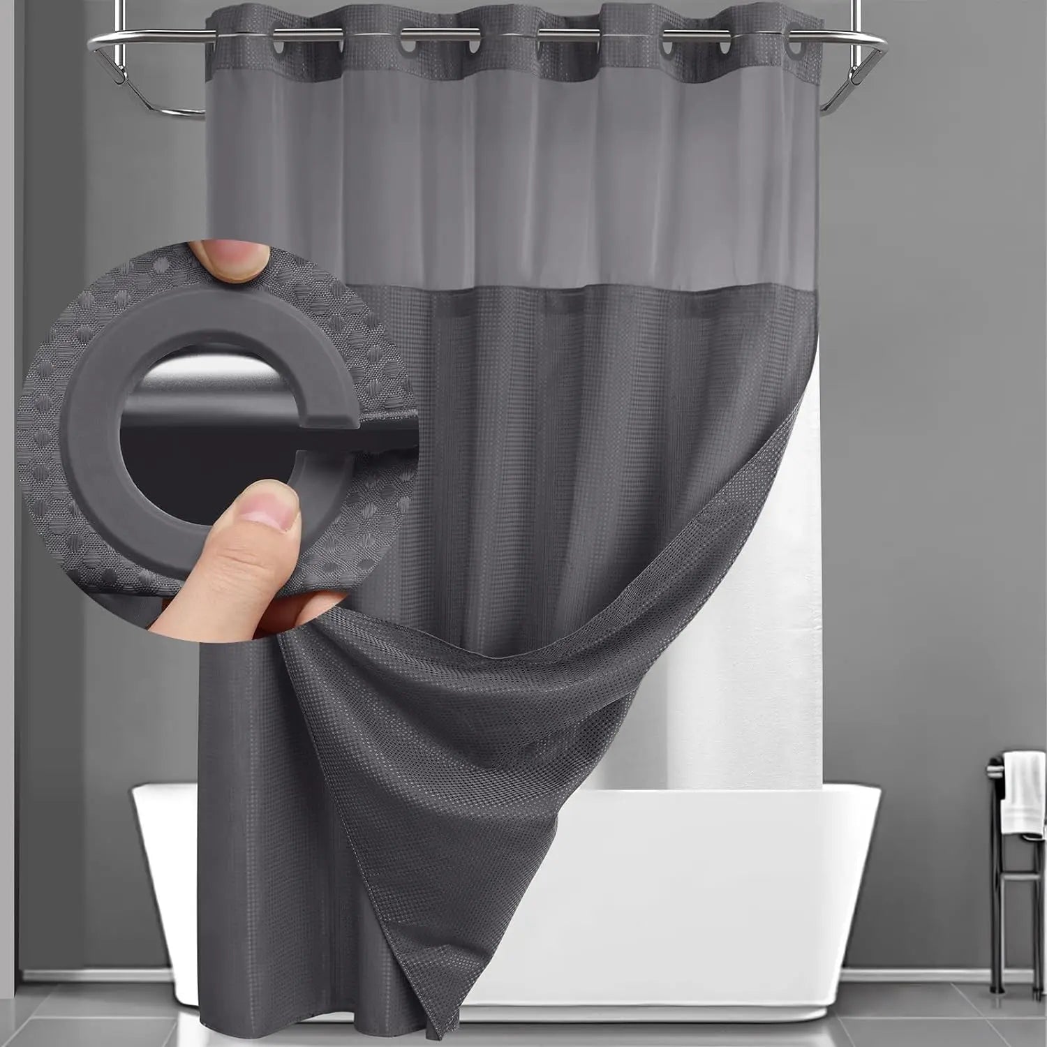 Shower Curtain Double Layer Waterproof Easy Install for Modern Bathrooms 21