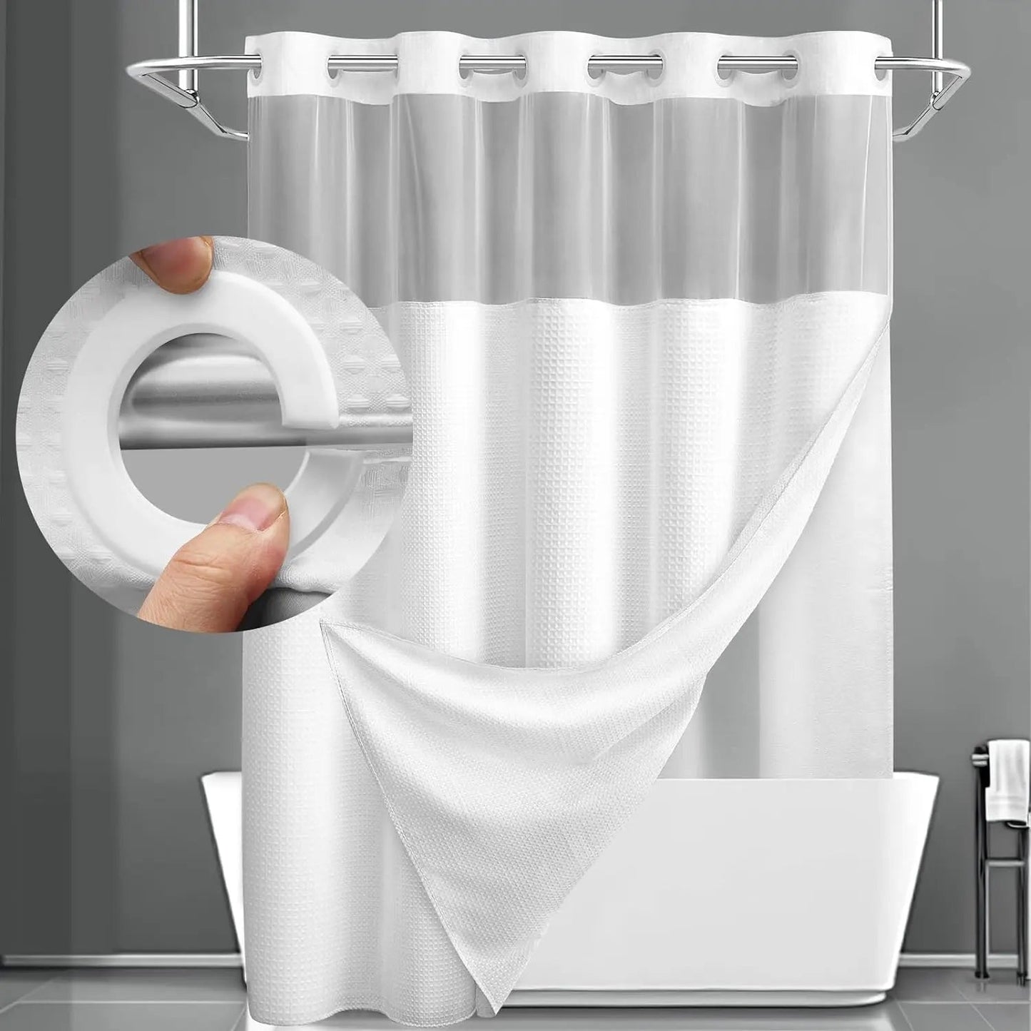 Shower Curtain Double Layer Waterproof Easy Install for Modern Bathrooms 25