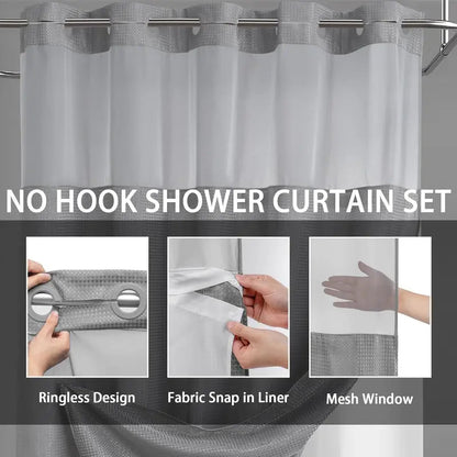 Shower Curtain Double Layer Waterproof Easy Install for Modern Bathrooms 6