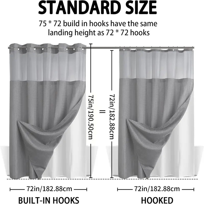 Shower Curtain Double Layer Waterproof Easy Install for Modern Bathrooms 7