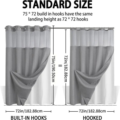 Shower Curtain Double Layer Waterproof Easy Install for Modern Bathrooms 7