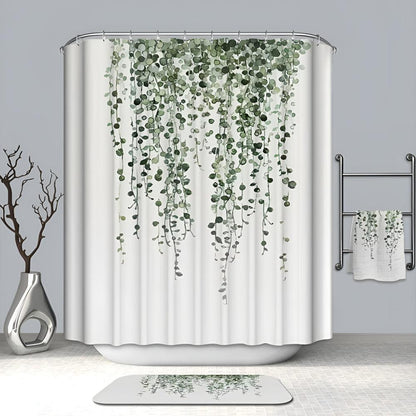 Shower Curtain Leaf Drop Vine Design Easy Care Mould-Resistant 2