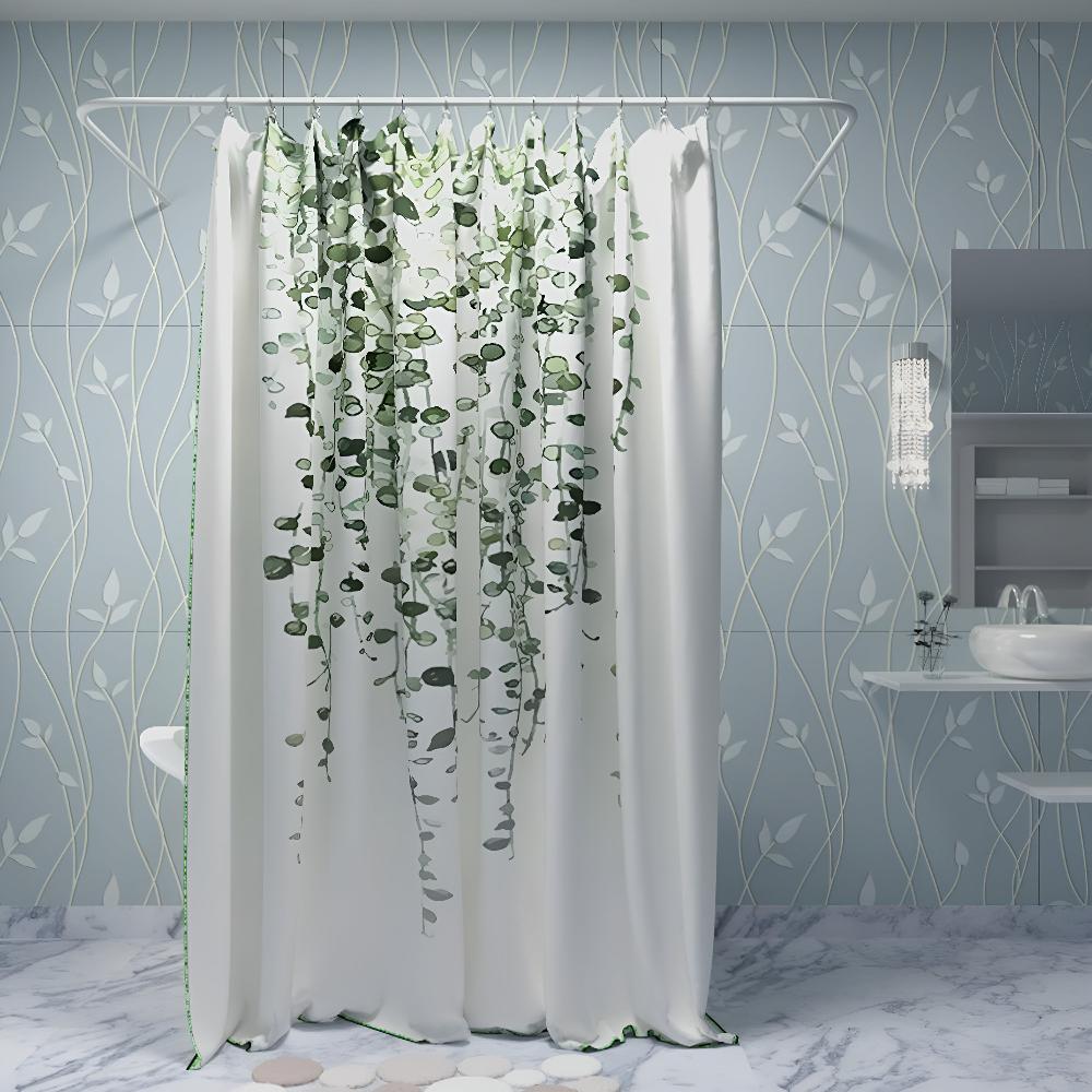 Shower Curtain Leaf Drop Vine Design Easy Care Mould-Resistant 3