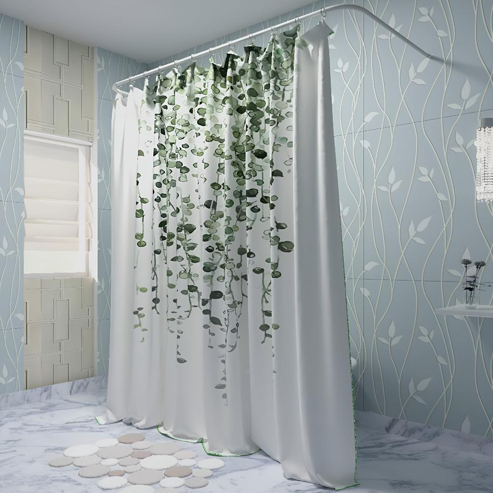 Shower Curtain Leaf Drop Vine Design Easy Care Mould-Resistant 4