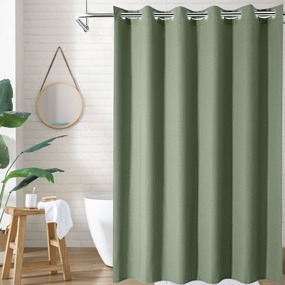 Snap-In Waterproof Shower Curtain No Hooks Needed | 3 Sizes