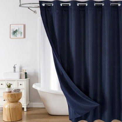 Snap-In Waterproof Shower Curtain No Hooks Needed | 3 Sizes