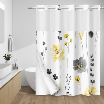 Snap-In Waterproof Shower Curtain No Hooks Needed | Designer Patterns | 3 Sizes