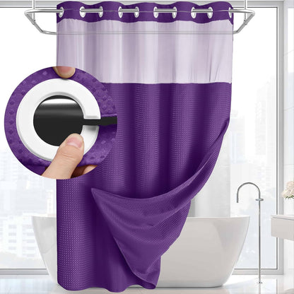 Snap-In Waterproof Shower Curtain No Hooks Needed | 3 Sizes