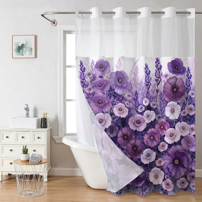 Snap-In Waterproof Shower Curtain No Hooks Needed | Designer Patterns | 3 Sizes