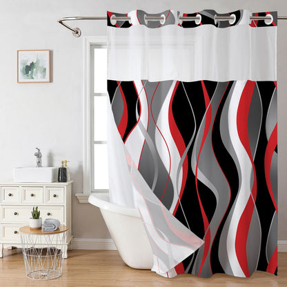 Snap-In Waterproof Shower Curtain No Hooks Needed | Designer Patterns | 3 Sizes