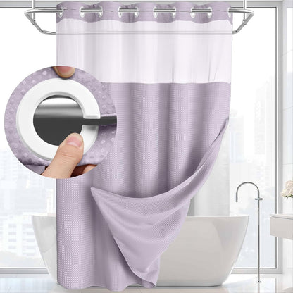 Snap-In Waterproof Shower Curtain No Hooks Needed | 3 Sizes