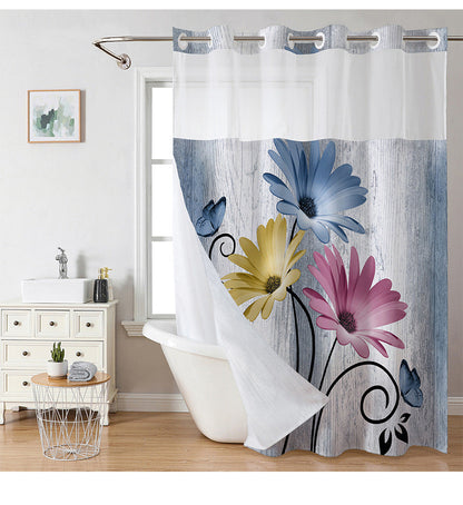 Snap-In Waterproof Shower Curtain No Hooks Needed | Designer Patterns | 3 Sizes