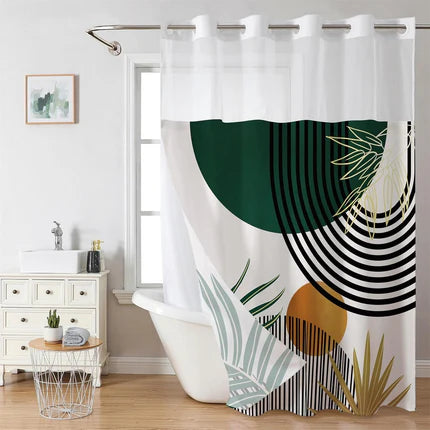 Snap-In Waterproof Shower Curtain No Hooks Needed | Designer Patterns | 3 Sizes