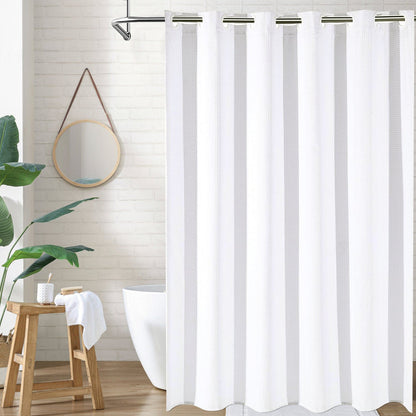 Snap-In Waterproof Shower Curtain No Hooks Needed | 3 Sizes