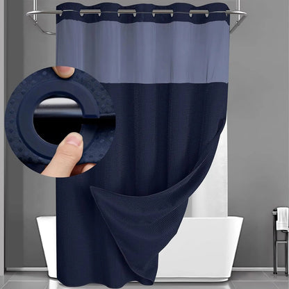 Snap-In Waterproof Shower Curtain No Hooks Needed | 3 Sizes