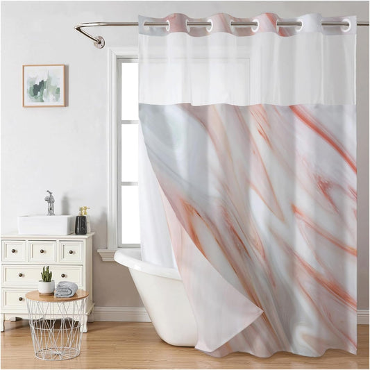 snap waterproof shower curtain — Snap-In Waterproof Shower Curtain No Hooks Needed | Designer Patterns | 3 Sizes