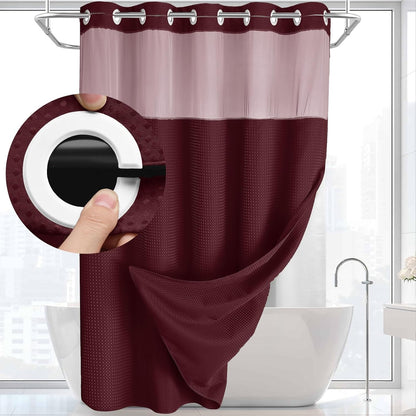 Snap-In Waterproof Shower Curtain No Hooks Needed | 3 Sizes