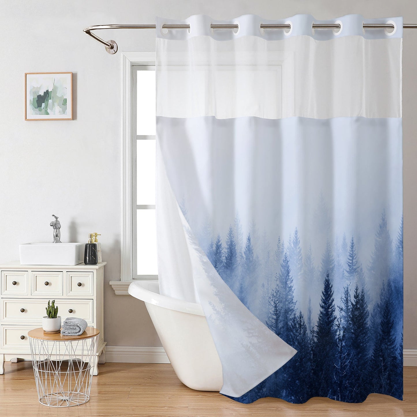 Snap-In Waterproof Shower Curtain No Hooks Needed | Designer Patterns | 3 Sizes