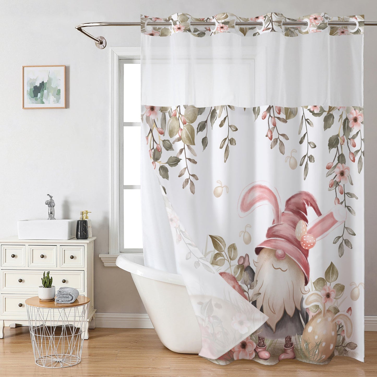 Snap-In Waterproof Shower Curtain No Hooks Needed | Designer Patterns | 3 Sizes