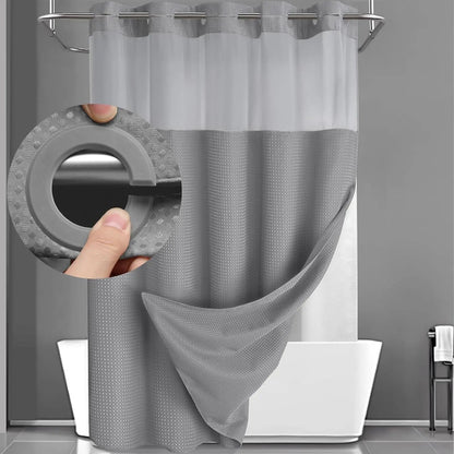 Snap-In Waterproof Shower Curtain No Hooks Needed | 3 Sizes