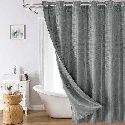 Snap-In Waterproof Shower Curtain No Hooks Needed | 3 Sizes