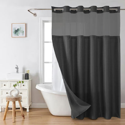 Snap-In Waterproof Shower Curtain No Hooks Needed | 3 Sizes