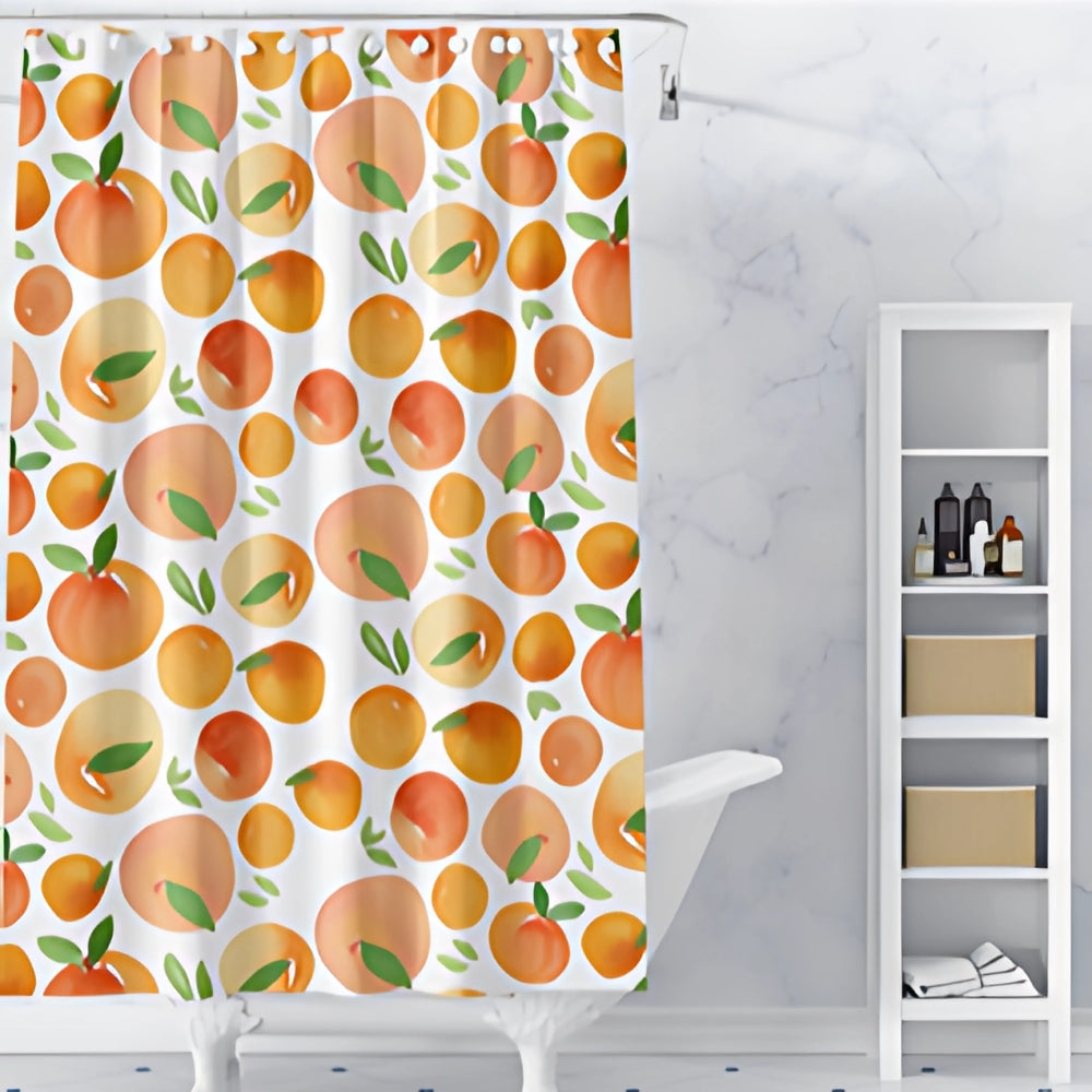 Shower Curtains Waterproof Orange Design Machine Washable for Bathrooms 0