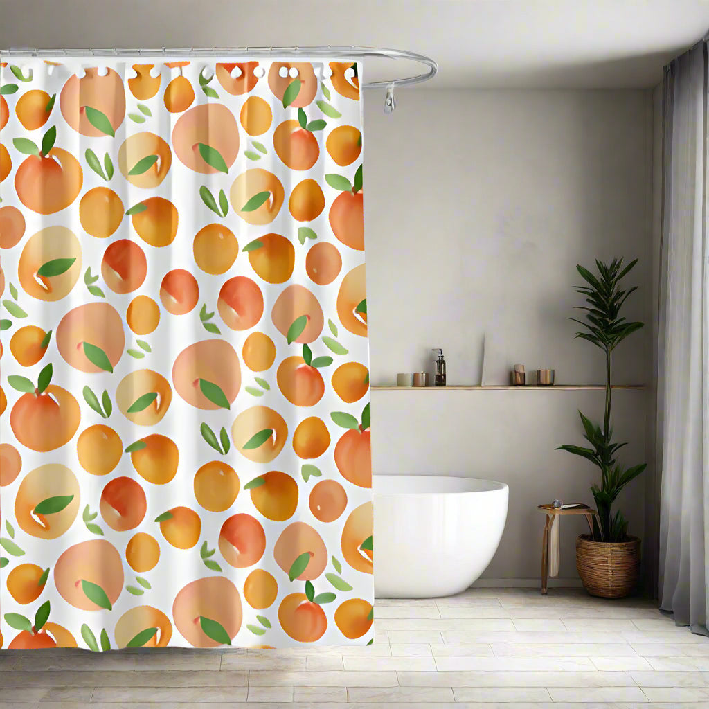 Shower Curtains Waterproof Orange Design Machine Washable for Bathrooms 1