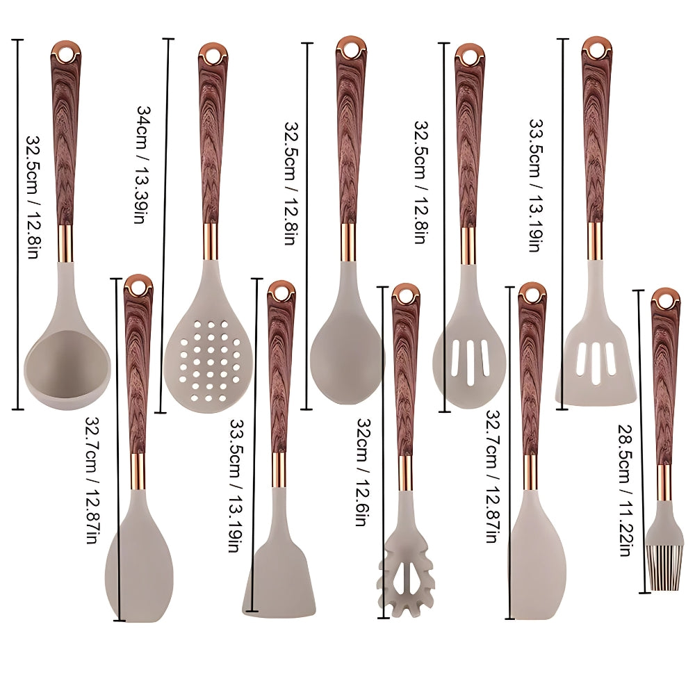 Silicone Cooking Utensils Set 10 Pieces Heat Resistant Durable 6