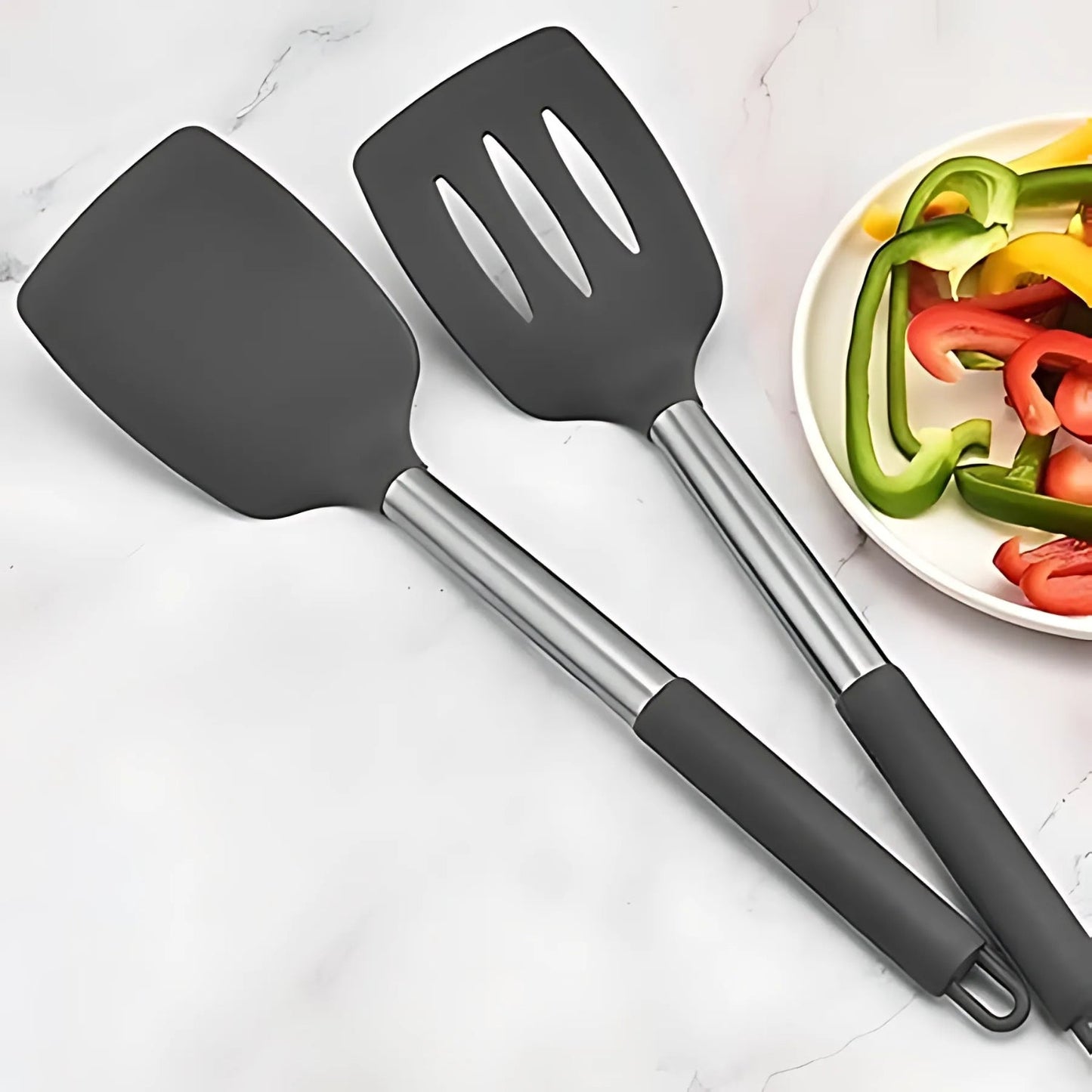 Silicone Kitchen Utensil Set 3-Piece Heat Resistant Easy Clean 1