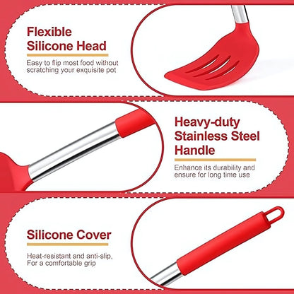 Silicone Kitchen Utensil Set 3-Piece Heat Resistant Easy Clean 3