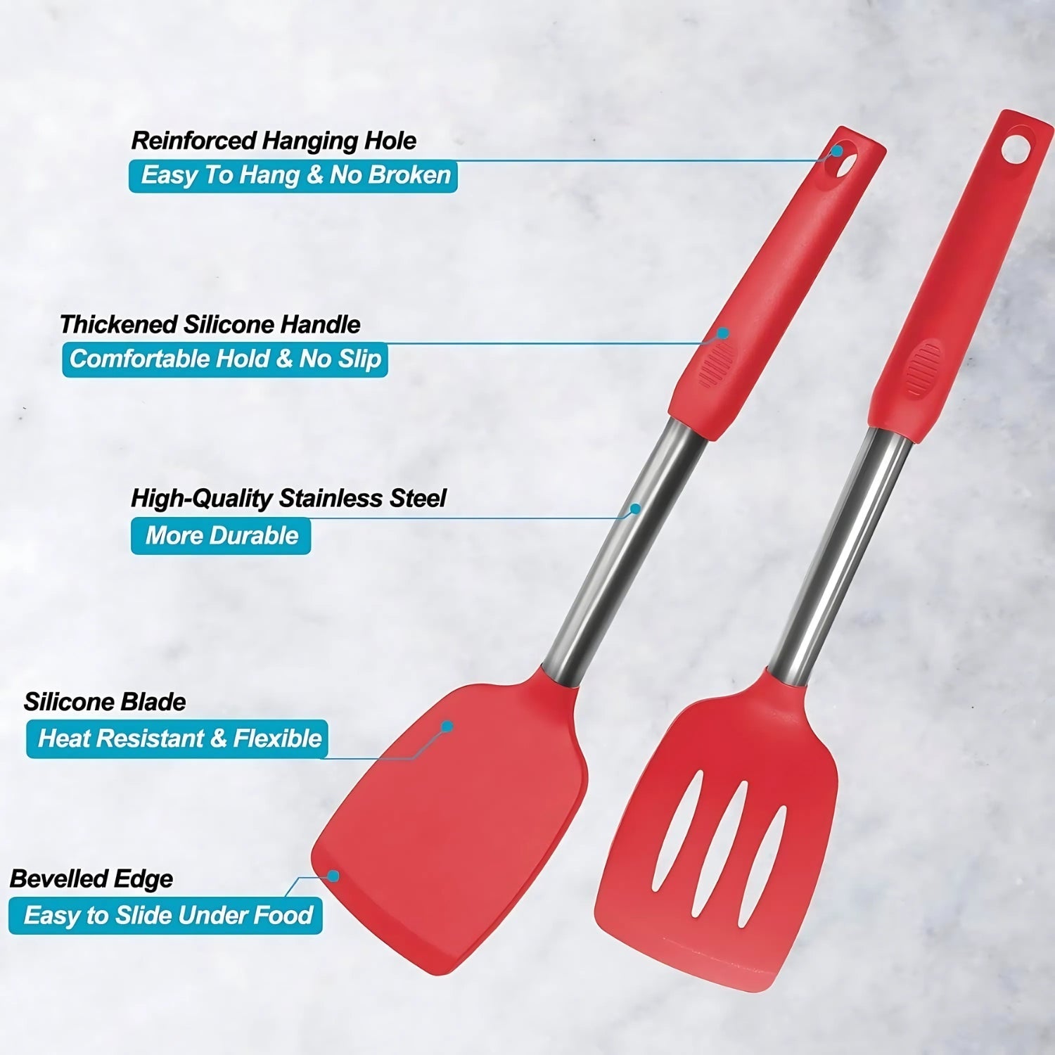 Silicone Kitchen Utensil Set 3-Piece Heat Resistant Easy Clean 4