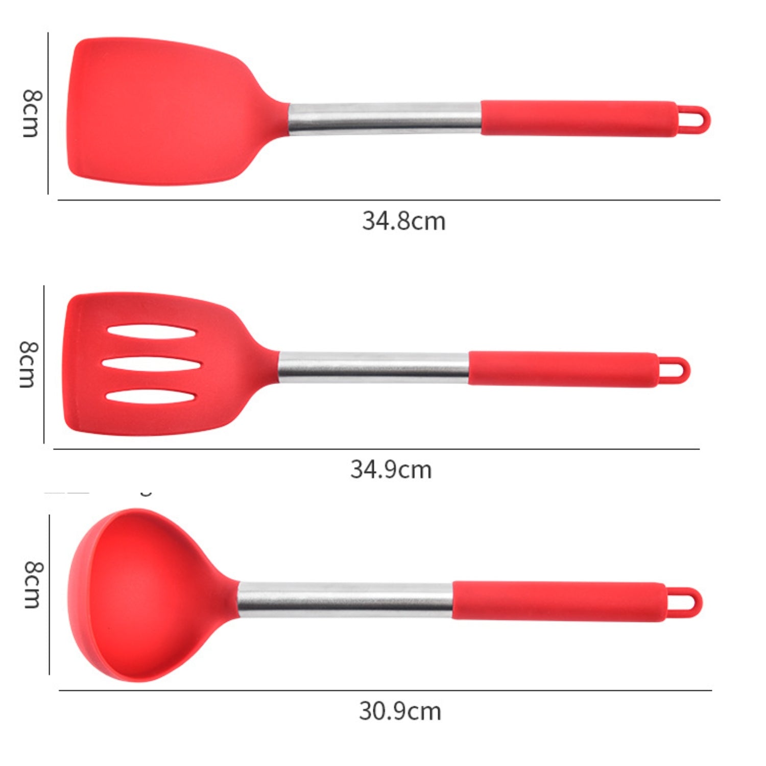 Silicone Kitchen Utensil Set 3-Piece Heat Resistant Easy Clean 5