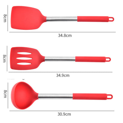 Silicone Kitchen Utensil Set 3-Piece Heat Resistant Easy Clean 5