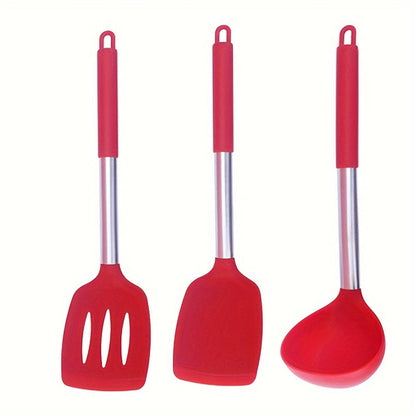 Silicone Kitchen Utensil Set 3-Piece Heat Resistant Easy Clean 7