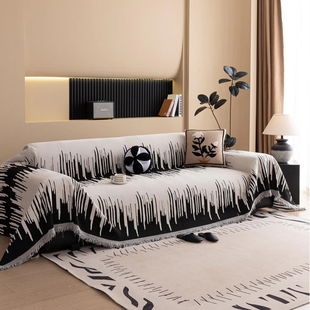 Sofa Cover Chenille Brushstroke Pattern Soft Pet-Friendly Protection 0