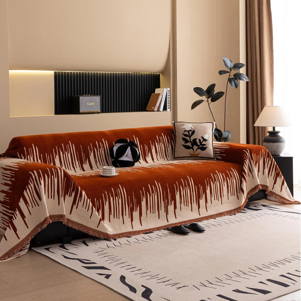 Sofa Cover Chenille Brushstroke Pattern Soft Pet-Friendly Protection 3