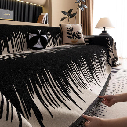 Sofa Cover Chenille Brushstroke Pattern Soft Pet-Friendly Protection 6