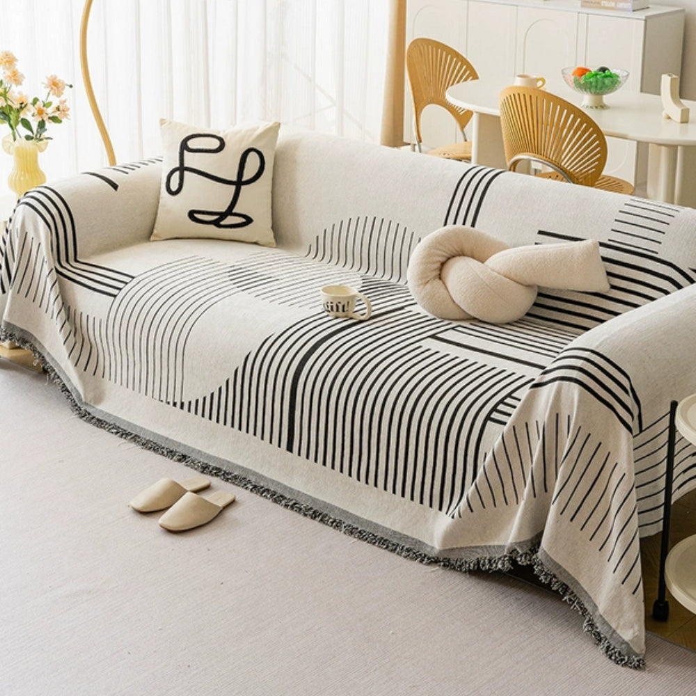 Sofa Cover Chenille Thick Fabric Cozy Snowflake Design Machine Washable 2