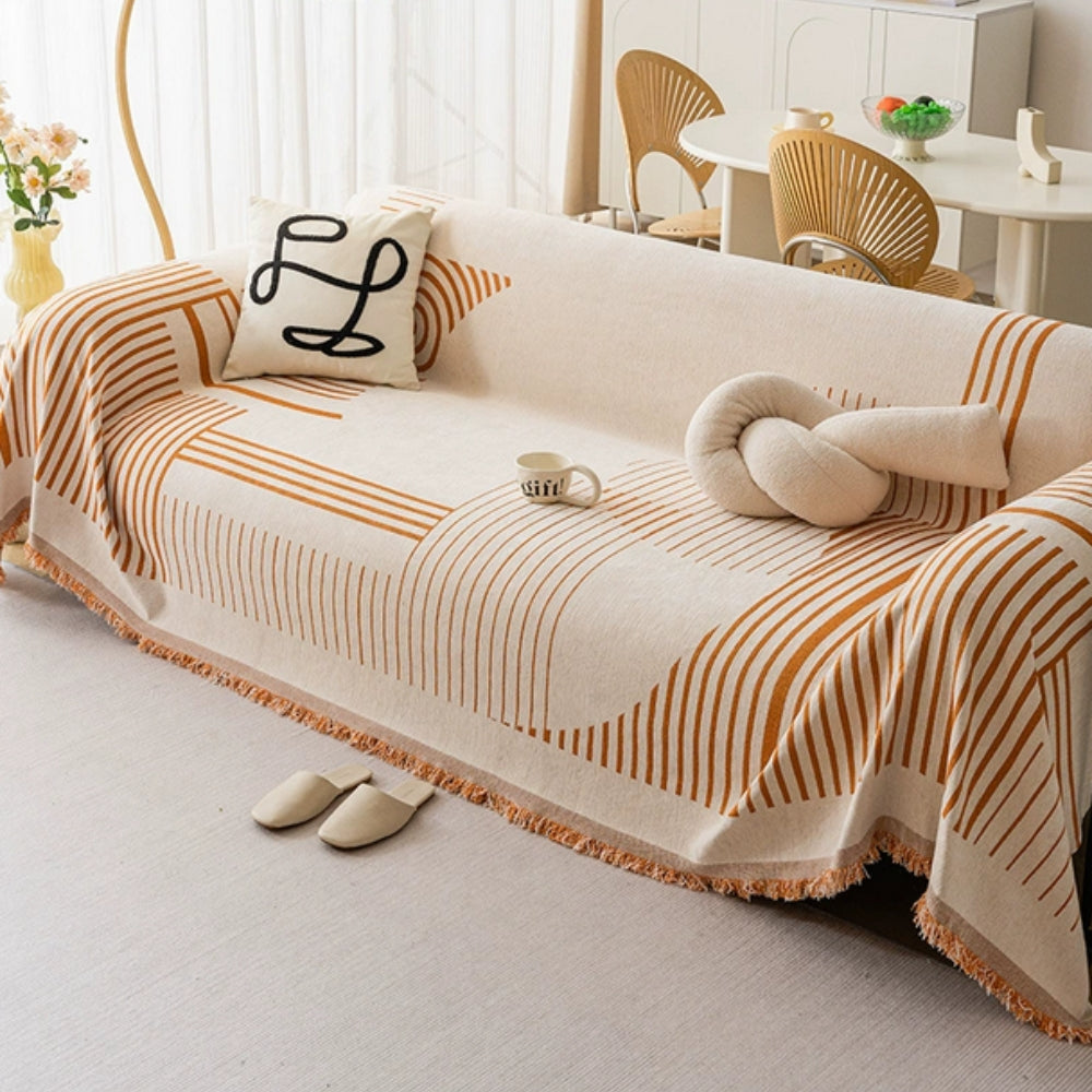 Sofa Cover Chenille Thick Fabric Cozy Snowflake Design Machine Washable 3