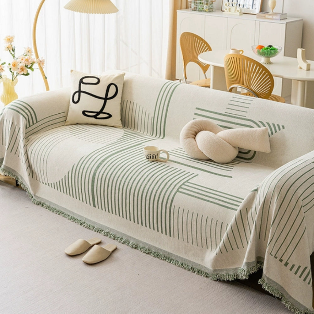 Sofa Cover Chenille Thick Fabric Cozy Snowflake Design Machine Washable 4
