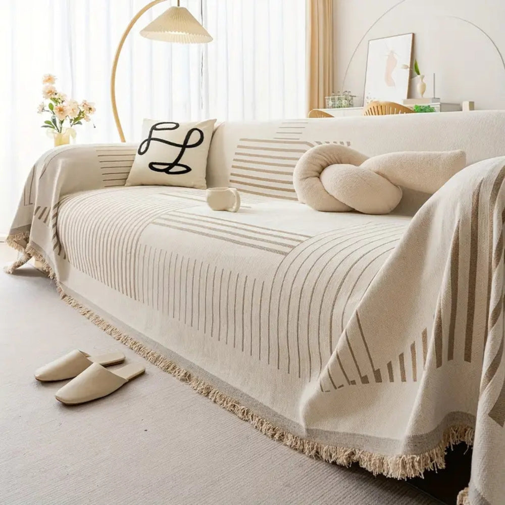 Sofa Cover Chenille Thick Fabric Cozy Snowflake Design Machine Washable 5