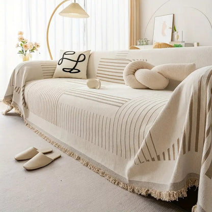 Sofa Cover Chenille Thick Fabric Cozy Snowflake Design Machine Washable 5