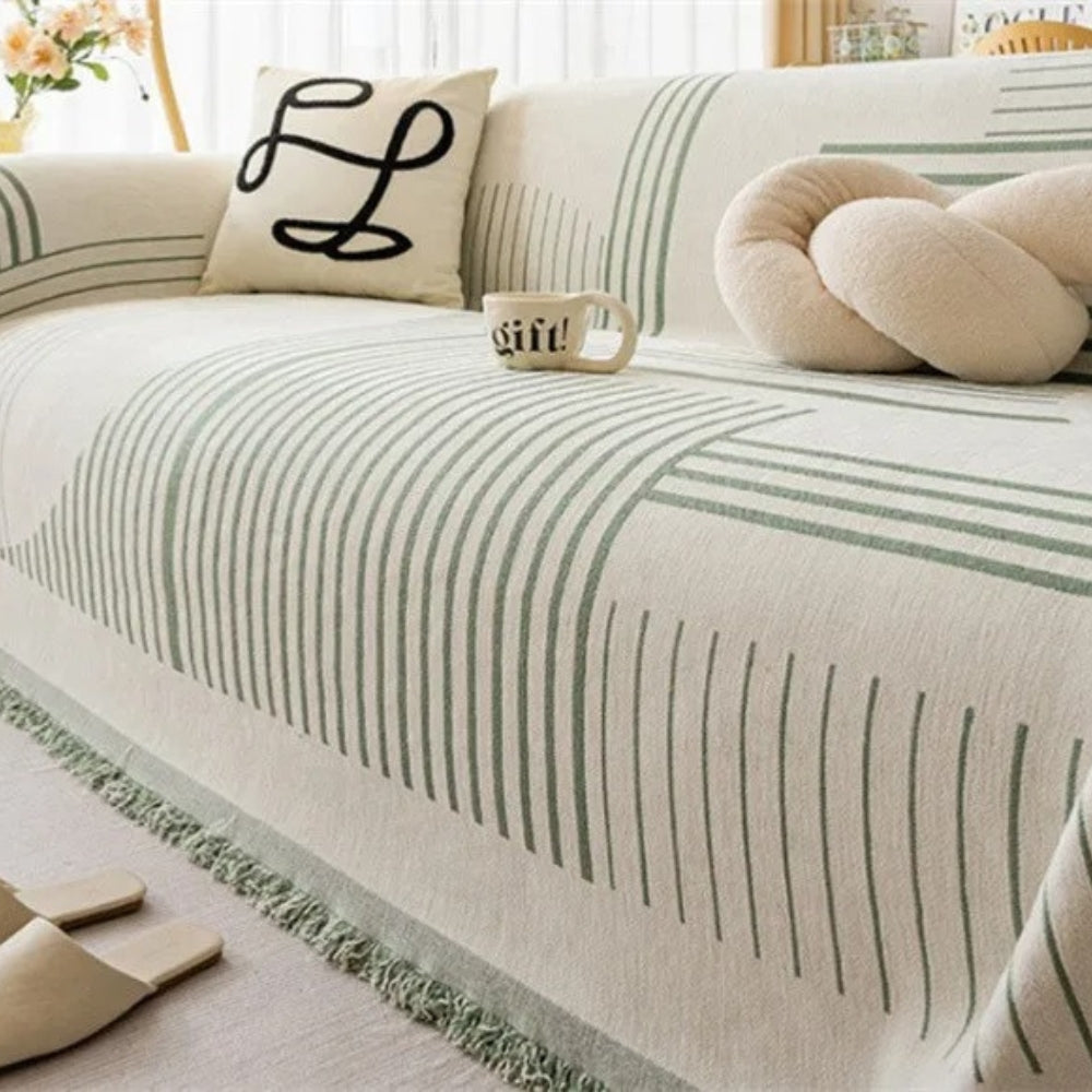 Sofa Cover Chenille Thick Fabric Cozy Snowflake Design Machine Washable 6